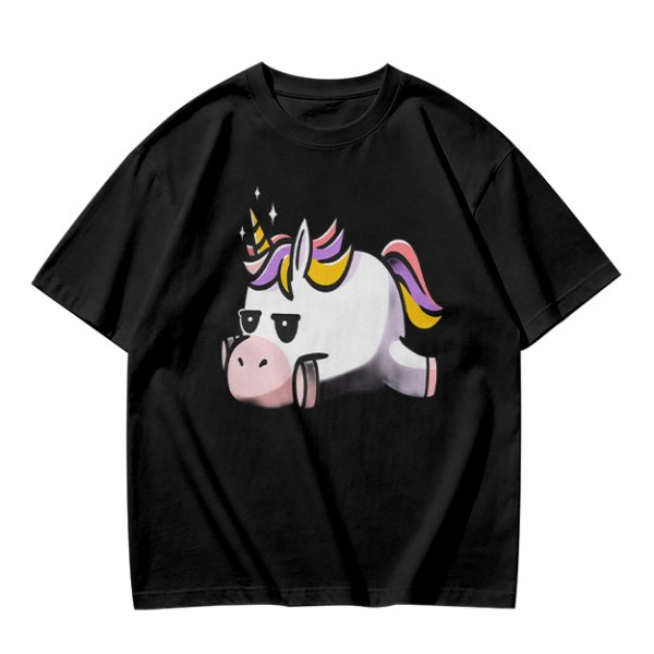 Olive T-Shirt With Grumpy Unicorn Graphic Print