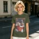 Olive t-shirt with playful kittens in takeout noodle box graphic