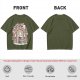 Olive T-Shirt With Whimsical Wizard Cat Garden Door Art