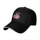Black baseball cap with a bag of cute pink Kirby characters print