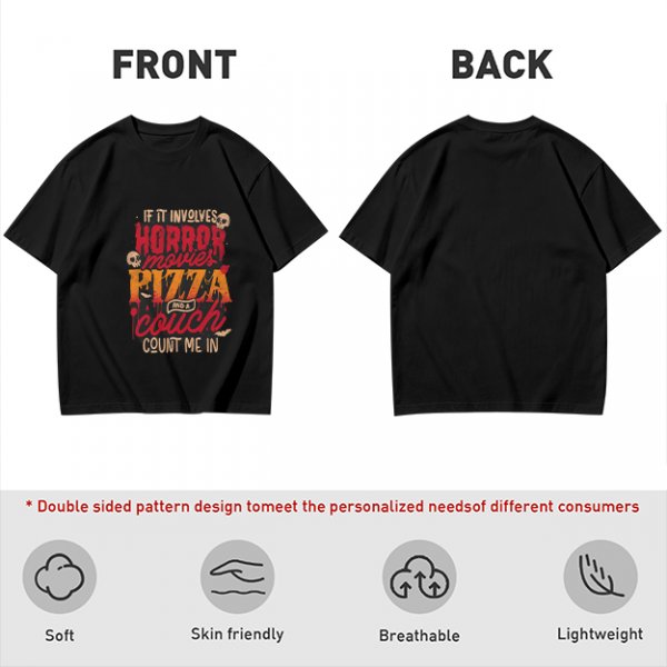 Horror Movies Pizza Couch Count Me In Graphic T-Shirt