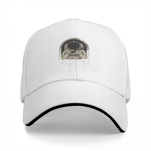 Black Baseball Cap With Astronaut Coffee Lover Print