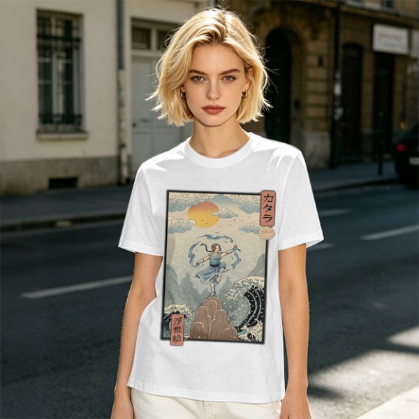 Katara Waterbending Ukiyo-e Style Graphic T-Shirt
