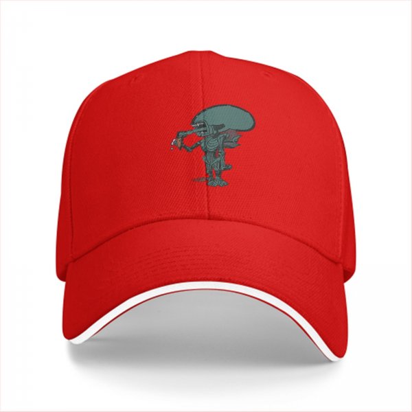 Black Baseball Cap With Alien Holding Drink Graphic