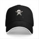 Black baseball cap with playful cartoon skeleton graphic