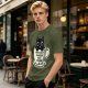 Olive T-Shirt With Black Cat In Coffee Cup 'Everything Is Pawsible With Coffee' Print