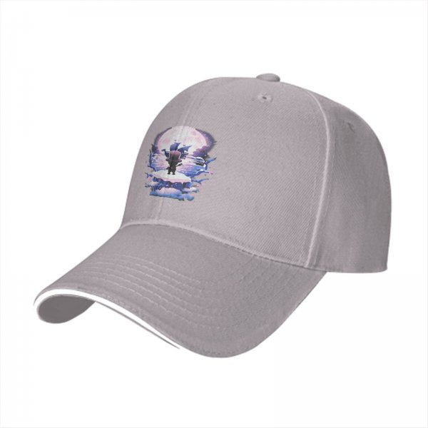 Black Baseball Cap With Fantasy Moonlit Character Art Print