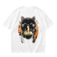 Olive T-Shirt Featuring Black Maneki-neko Cat Eating Ramen