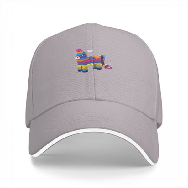 Black baseball cap with rainbow piñata donkey graphic