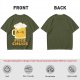 Olive Green T-Shirt With Cute Kawaii Beer Mug Free Chugs Print