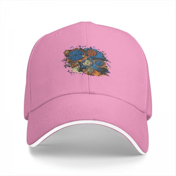 Black Baseball Cap With Fantasy Dice Splash Art Design
