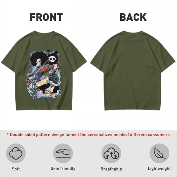 One Piece Brook Skull Musician Graphic Tee