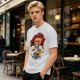 Olive T-Shirt with Retro Anime Lion Character Graphic