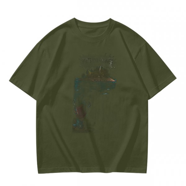 Olive Green Oversized T-Shirt With Abstract Graphic Print