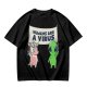 Olive T-shirt with Unicorn and Alien Holding 'Humans Are A Virus' Sign