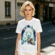 Olive T-Shirt With White Wolf And Howling Wolf Moon Graphic