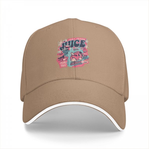 Black Baseball Cap With Retro Juice Box Graphic Print