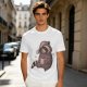 Olive T-Shirt With Raccoon In Santa Hat Holding Mug Print