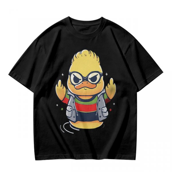 Olive T-shirt with Cool Stylized Duck Graphic Print
