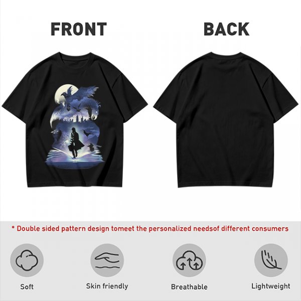 Olive T-Shirt With Magical Fantasy Creature Silhouette Art Print