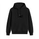 Black Hoodie with Cute Surprised Black Cat Graphic