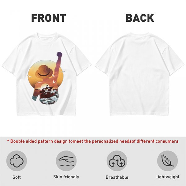 Anime Pirate Adventure Sunset Graphic T-Shirt Design