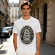 Olive T-shirt with 'Cause of Death No Kisses' Skeleton Graphic