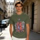 Olive T-Shirt with Dark Fantasy Monster Skeleton Art Print