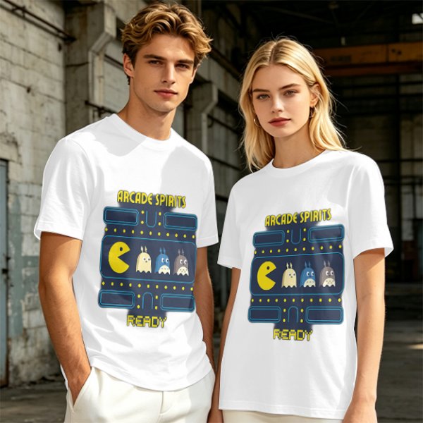 Arcade Spirits Ready Pac-Man Themed Graphic T-Shirt