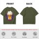 Halloween vampire beer graphic olive green casual t-shirt