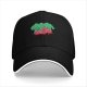 Black baseball cap with apple orchard graphic print