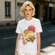 Olive t-shirt with Japanese cat bus and sun graphic