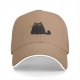 Black baseball cap with surprised cartoon black cat graphic