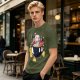 Olive T-shirt with Bomberman Character Eating Ramen Print