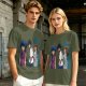 Anime Character Graphic Olive Green T-Shirt