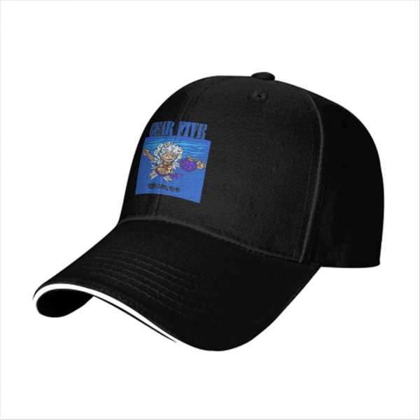Black Baseball Cap with Gear Fifth Luffy Anime Print