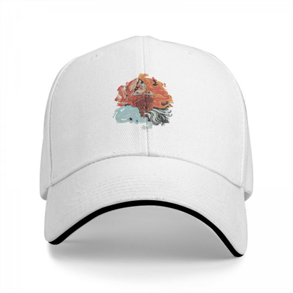 Black Baseball Cap With Elemental Fire And Water Art Print