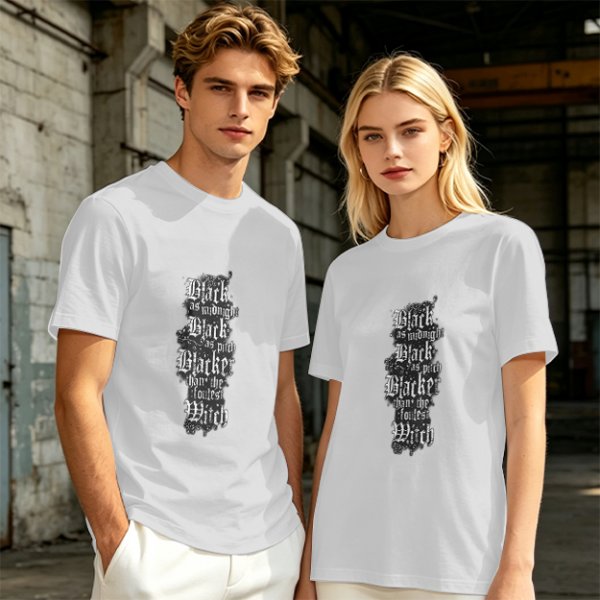 Olive Green T-Shirt with Gothic Witch Themed Text Print