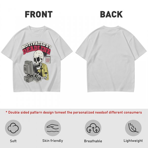 Motivated by Deadline Skeleton Working at Computer T-Shirt