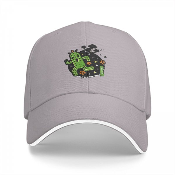 Black baseball cap with running cactus graphic design