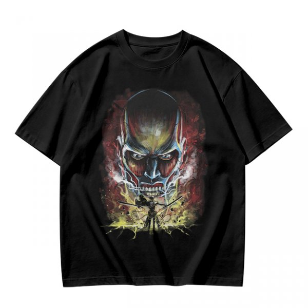 Olive T-shirt with Attack on Titan Colossal Titan Graphic Print