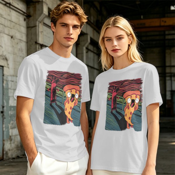 Olive T-Shirt With Funny Pizza Slice Scream Art Print