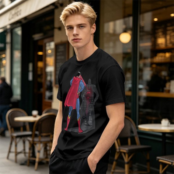 Olive T-shirt with Superman Laser Eyes Art Print