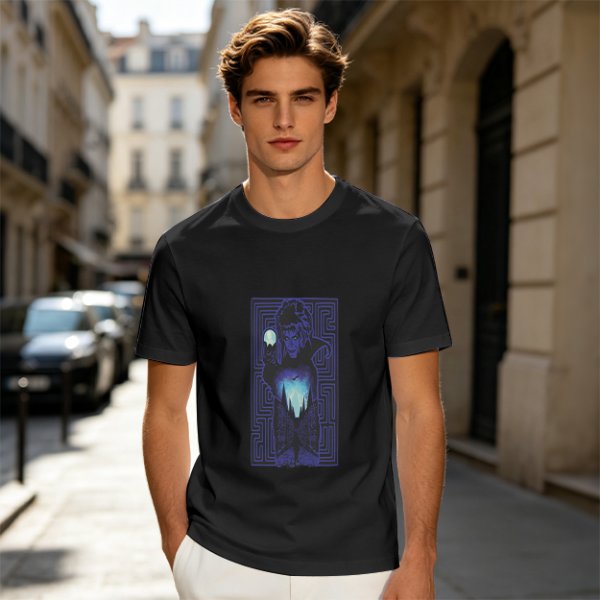 Olive T-Shirt With Mystical Maze Sorcerer Graphic Print