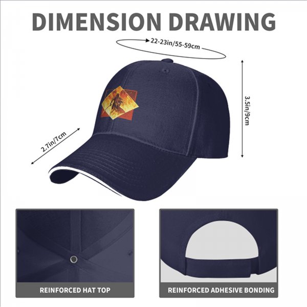 Black Baseball Cap With Fiery Warrior Silhouette Graphic