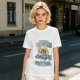Olive Summer Umbrella Graphic T-Shirt with Retro Beach Illustration