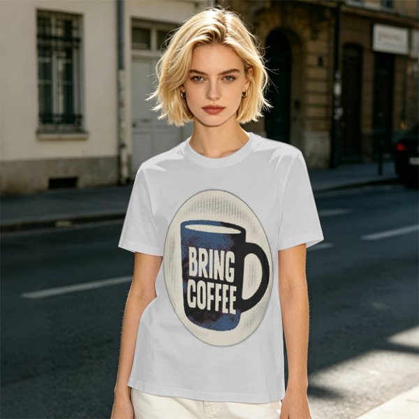 Olive Green Graphic T-Shirt With Bring Coffee Mug Print