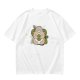 Olive Green T-Shirt With Cute Totoro And Leaf Print