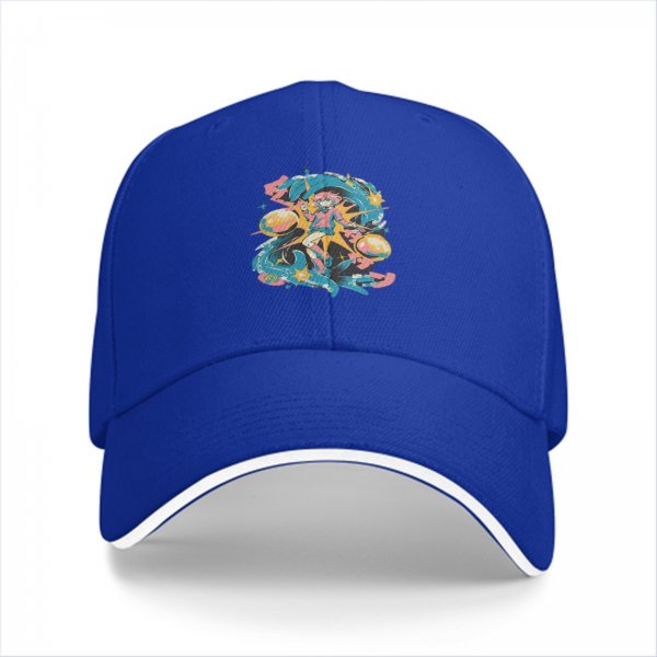 Black Baseball Cap With Colorful Anime Space Character Graphic