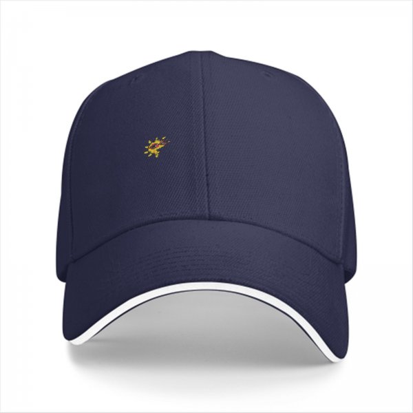 Black Baseball Cap With Small Embroidered Sun Design